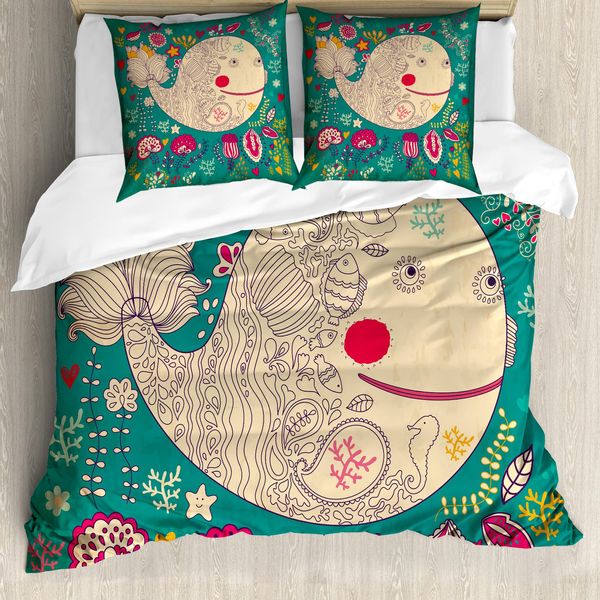 Abakuhaus Copripiumino Wal, Happy Sea Giant Blooms, Antiacaro, Adatto A Chi Soffre Di Allergie, Con Federe, 200 Cm X 200 Cm - 80 X 80 Cm, Multicolore-image