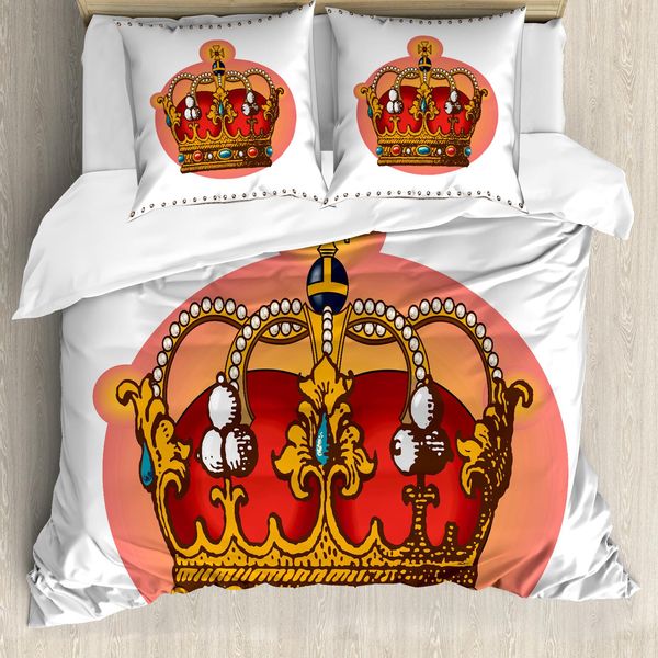 Abakuhaus Copripiumino Queen, Baroque Crown Coronet, Antiacaro, Adatto A Chi Soffre Di Allergie, Con Federe, 200 Cm X 200 Cm - 80 X 80 Cm, Multicolore-image