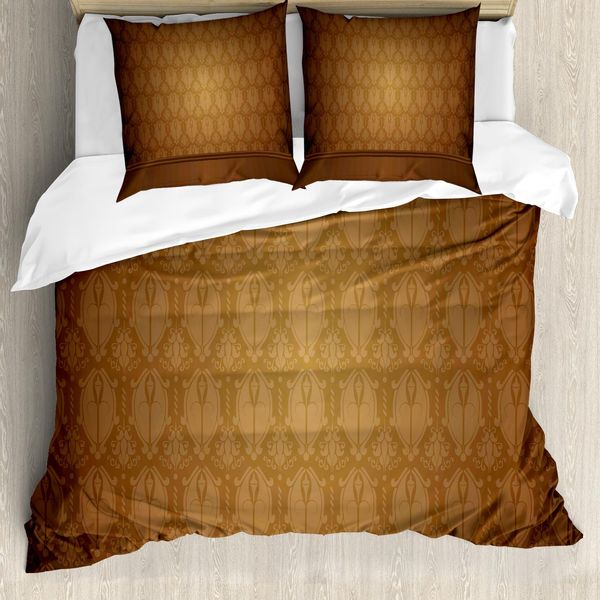 Abakuhaus Copripiumino Marrone Chiaro, Damasco Antico, Antiacaro, Adatto A Chi Soffre Di Allergie, Con Federe, 200 Cm X 200 Cm - 80 X 80 Cm, Marrone Chiaro-image