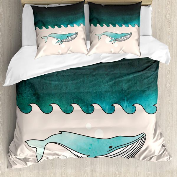 Abakuhaus Copripiumino Wal, Pesci Che Nuotano Sott'acqua, Antiacaro, Adatto A Chi Soffre Di Allergie, Con Federe, 155 Cm X 220 Cm - 80 X 80 Cm, Blu Petrolio Turchese-image
