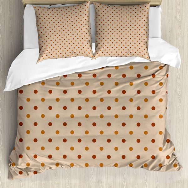 Abakuhaus Copripiumino Marrone, Pois Classico Retrò, Antiacaro, Adatto A Chi Soffre Di Allergie, Con Federe, 155 Cm X 220 Cm - 80 X 80 Cm, Marrone Chiaro Caffè Tostato-image