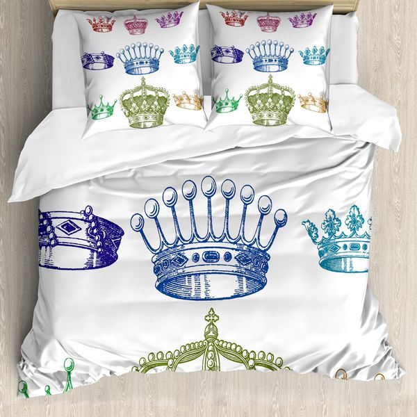 Abakuhaus Copripiumino Queen, Set Crown Antico, Antiacaro E Anallergico Con Federe, 200 Cm X 200 Cm - 80 X 80 Cm, Multicolore-image