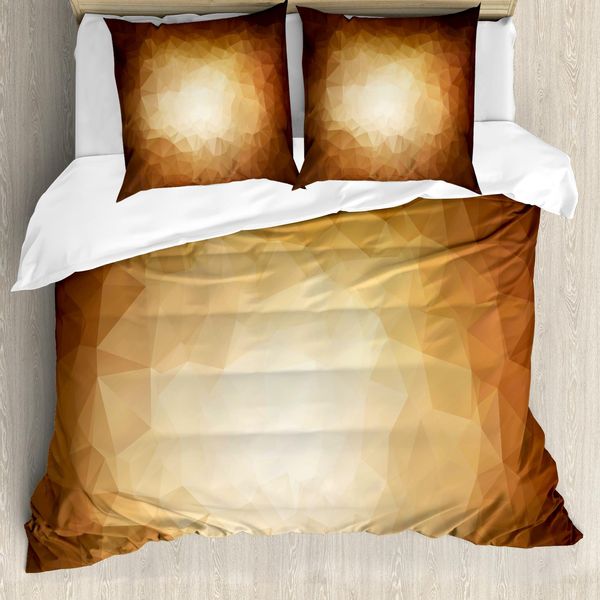 Abakuhaus Copripiumino Marrone, Astratto: Mosaico A Triangoli, Antiacaro Adatto A Chi Soffre Di Allergie Con Federe, 200 Cm X 200 Cm - 80 X 80 Cm, Marrone Marrone Chiaro Abbronzato-image