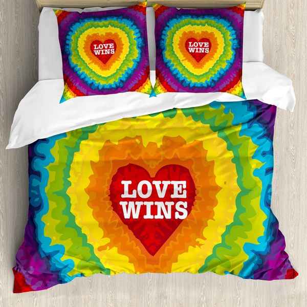 Abakuhaus Stolz Copripiumino, Liebe Gewinnt Effetto Tie Dye, Antiacaro Adatto A Chi Soffre Di Allergie Con Federe, 200 Cm X 200 Cm - 80 X 80 Cm, Multicolore-image