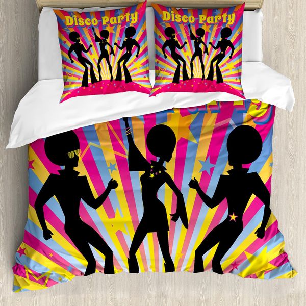 Abakuhaus Copripiumino 70S Party, Disco Dance Funky, Antiacaro, Adatto A Chi Soffre Di Allergie, Con Federe, 200 Cm X 200 Cm - 80 X 80 Cm, Multicolore-image