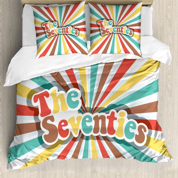 Abakuhaus Copripiumino 70S Party, Anni Settanta Retrò, Antiacaro, Adatto A Chi Soffre Di Allergie, Con Federe, 200 Cm X 200 Cm - 80 X 80 Cm, Multicolore-image