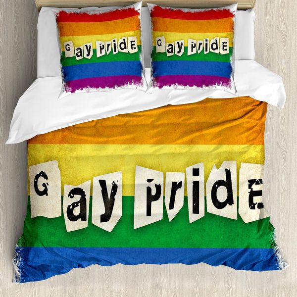 Abakuhaus Stolz Copripiumino, Lgbt Parade Retro Style, Antiacaro, Adatto A Chi Soffre Di Allergie, Con Federe, 155 Cm X 220 Cm - 80 X 80 Cm, Multicolore-image