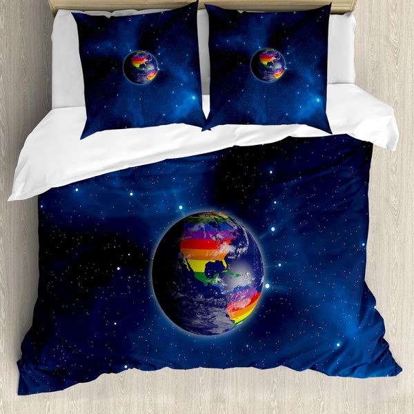Abakuhaus Stolz Copripiumino, Colori Lgbt Terra, Antiacaro, Adatto A Chi Soffre Di Allergie, Con Federe, 155 Cm X 220 Cm - 80 X 80 Cm, Blu Scuro-image