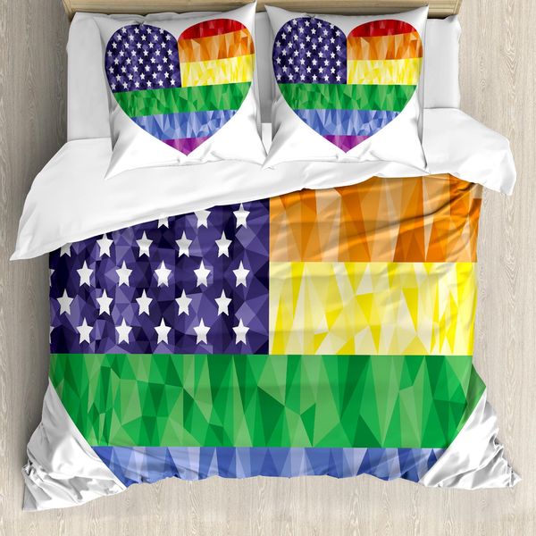 Abakuhaus Stolz Copripiumino, Bandiera Arcobaleno Gay, Resistente Agli Acari, Adatto A Chi Soffre Di Allergie, Con Federe, 155 Cm X 220 Cm - 80 X 80 Cm, Multicolore-image