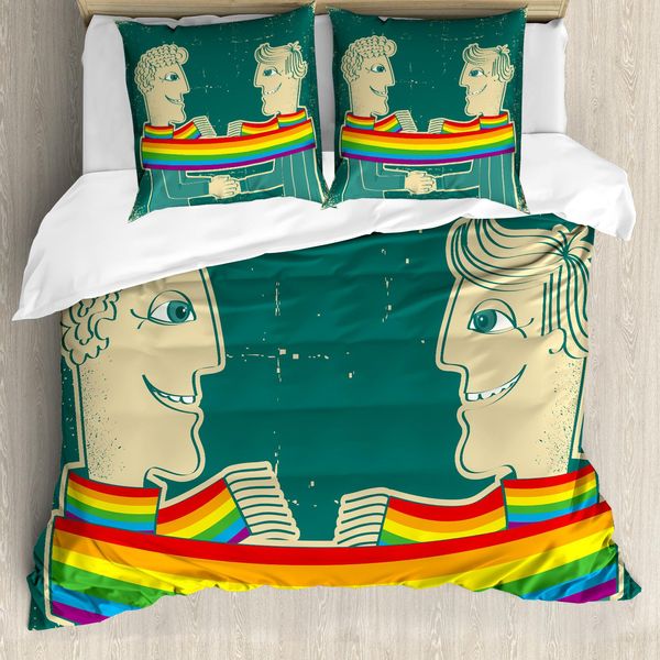 Abakuhaus Stolz Copripiumino, Coppie Gay Con Fodera, Antiacaro, Adatto A Chi Soffre Di Allergie, Con Federe, 200 Cm X 200 Cm - 80 X 80 Cm, Multicolore-image