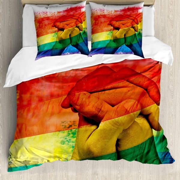 Abakuhaus Stolz Copripiumino, Coppia Gay Che Si Tiene Per Mano, Antiacaro, Adatto A Chi Soffre Di Allergie, Con Federe, 155 Cm X 220 Cm - 80 X 80 Cm, Multicolore-image