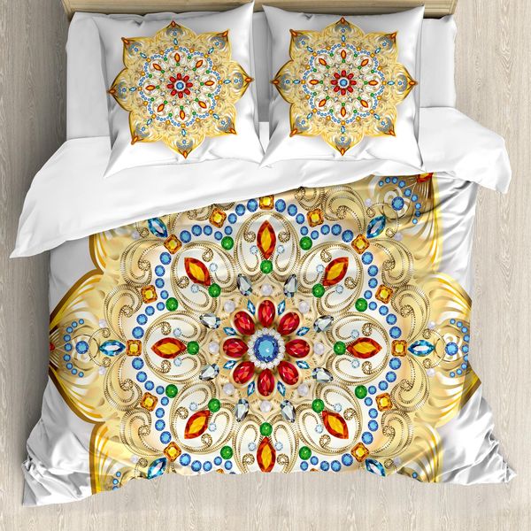 Abakuhaus Copripiumino Mandala, Lively Colorato, Antiacaro Adatto A Chi Soffre Di Allergie Con Federe, 155 Cm X 220 Cm - 80 X 80 Cm, Multicolore-image