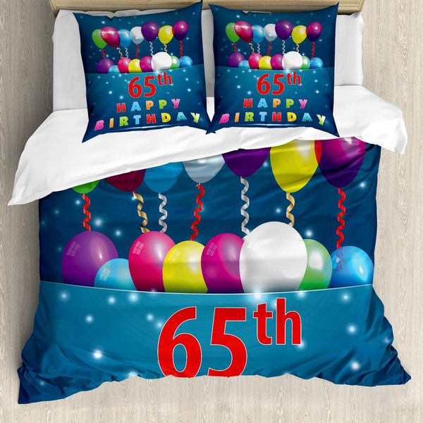 Abakuhaus 65° Compleanno Copripiumino, Tag 65, Antiacaro Adatto A Chi Soffre Di Allergie Con Federe, 200 Cm X 200 Cm - 80 X 80 Cm, Multicolore-image