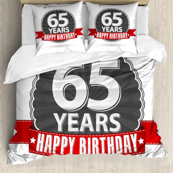 Abakuhaus 65° Compleanno Copripiumino, Classical Age, Antiacaro, Adatto A Chi Soffre Di Allergie, Con Federe, 155 Cm X 220 Cm - 80 X 80 Cm, Rosso, Grigio, Bianco-image