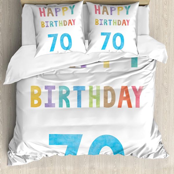 Abakuhaus 70° Compleanno Copripiumino, Astratto 70° Compleanno, Antiacaro Adatto A Chi Soffre Di Allergie Con Federe, 200 Cm X 200 Cm - 80 X 80 Cm, Multicolore-image