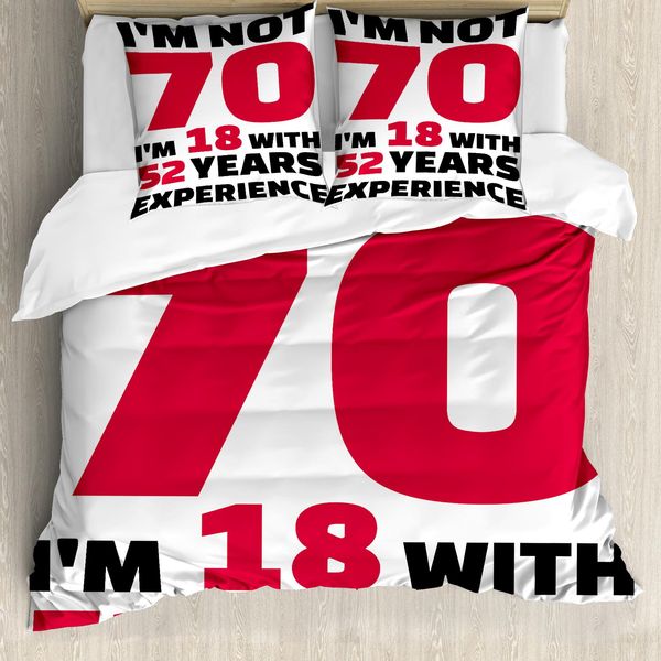 Abakuhaus 70° Compleanno Copripiumino, 52 Anni Di Esperienza, Antiacaro, Adatto A Chi Soffre Di Allergie, Con Federe, 200 Cm X 200 Cm - 80 X 80 Cm, Corallo Scuro Bianco-image