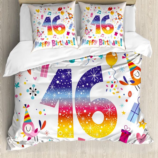 Abakuhaus Set Copripiumino Colorato Per Letti Matrimoniali, Festa Per Adolescenti, Antiacaro, Adatto A Chi Soffre Di Allergie, Con Federe, Multicolore-image