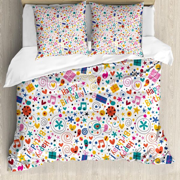 Copripiumino Abakuhaus Birthday, Heart Musical Notes, Antiacaro, Adatto A Chi Soffre Di Allergie, Con Federe, 155 Cm X 220 Cm - 80 X 80 Cm, Multicolore-image