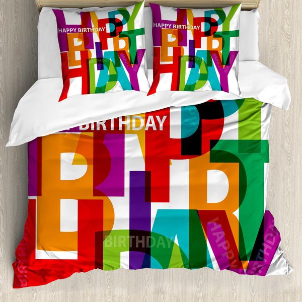 Abakuhaus Set Copripiumino Colorato Per Letti Matrimoniali, Motivo Broken Text, Antiacaro, Adatto A Chi Soffre Di Allergie, Con Federe, Multicolore-image