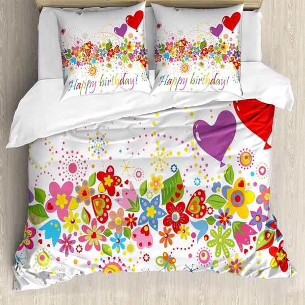 Abakuhaus Set Copripiumino Da Letto Matrimoniale, Happy Celebration, Antiacaro, Adatto A Chi Soffre Di Allergie, Con Federe, Multicolore-image