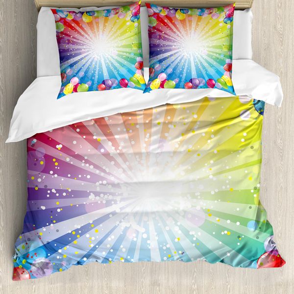 Set Copripiumino Abakuhaus Per Letti Matrimoniali, Palloncini Festivi E Coriandoli, Antiacaro E Anallergico, Con Federe, Multicolore-image