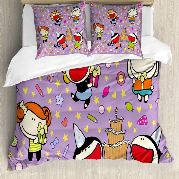 Abakuhaus Copripiumino Per Compleanno, Compleanno Bambini, Antiacaro, Adatto A Chi Soffre Di Allergie, Con Federe, 155 Cm X 220 Cm - 80 X 80 Cm, Multicolore-image
