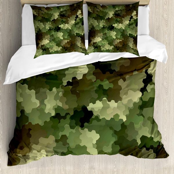 Abakuhaus Set Copripiumino Mimetico Per Letti Matrimoniali, Effetto Vetro, Antiacaro, Adatto A Chi Soffre Di Allergie, Con Federe, Verde-image