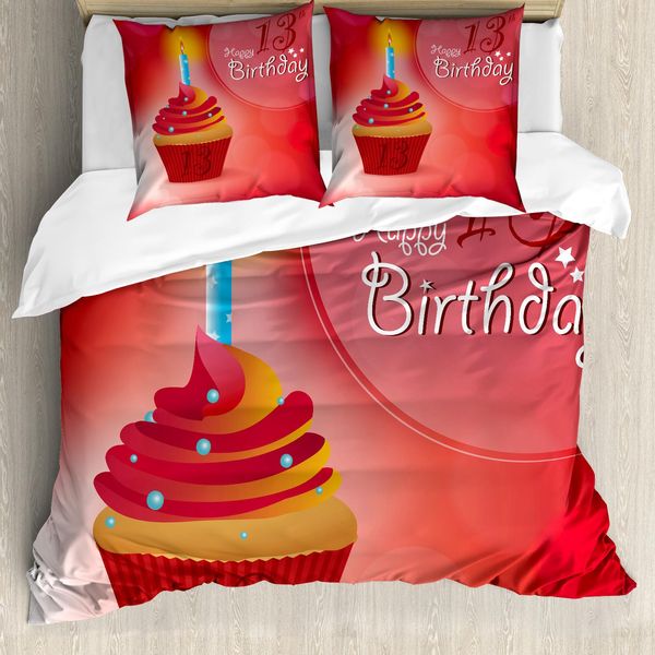 Abakuhaus Rosso Set Copripiumino Per Letti Matrimoniali, Cupcake Dreizehn, Antiacaro Adatto A Chi Soffre Di Allergie Con Federe, Arancione Blu Rosso-image