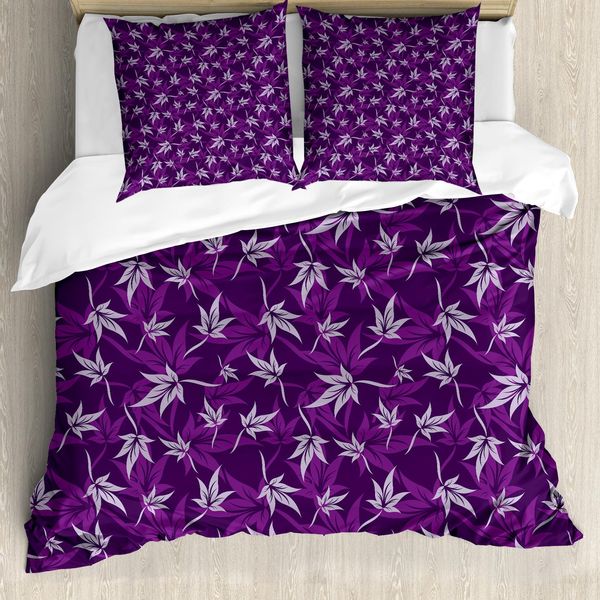 Abakuhaus Copripiumino Indigo, Fiori Di Giglio Astratti, Antiacaro, Adatto A Chi Soffre Di Allergie, Con Federe, 155 Cm X 220 Cm - 80 X 80 Cm, Viola Lilla-image