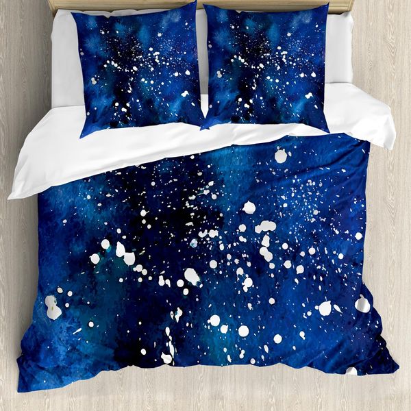 Abakuhaus Copripiumino Indigo, Tema Artistico Grunge, Antiacaro, Adatto A Chi Soffre Di Allergie, Con Federe, 155 Cm X 220 Cm - 80 X 80 Cm, Blu Chiaro Blu Scuro-image