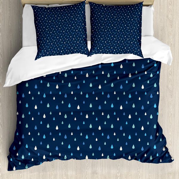 Abakuhaus Copripiumino Indigo, Indigo Gocce Di Pioggia, Antiacaro Adatto A Chi Soffre Di Allergie Con Federe, 200 Cm X 200 Cm - 80 X 80 Cm, Turchese Azzurro-image