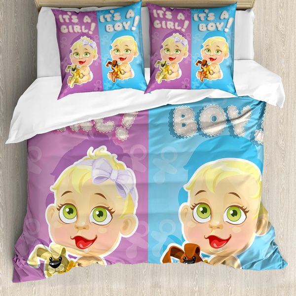 Abakuhaus Copripiumino, Ragazza-Ragazzo-Cani, Antiacaro, Adatto A Chi Soffre Di Allergie, Con Federe, 155 Cm X 220 Cm - 80 X 80 Cm, Multicolore-image
