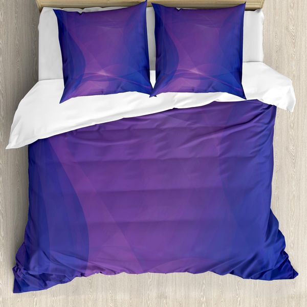 Abakuhaus Copripiumino Indigo, Indigo Wellig Arte Moderna, Antiacaro Adatto A Chi Soffre Di Allergie Con Federe, 200 Cm X 200 Cm - 80 X 80 Cm, Viola E Blu Scuro-image