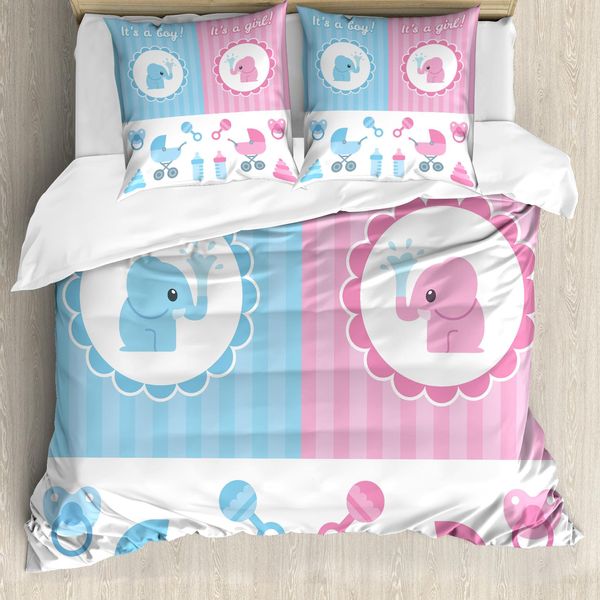 Abakuhaus Copripiumino Unisex, Neonati Maschi E Femmine, Antiacaro, Adatto A Chi Soffre Di Allergie, Con Federe, 155 Cm X 220 Cm - 80 X 80 Cm, Rosa Pallido E Blu-image