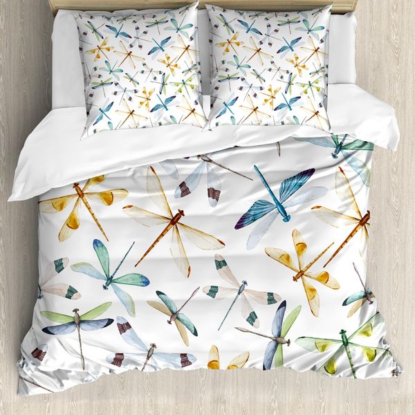 Abakuhaus Copripiumino Libelle, Libellule Minimaliste, Antiacaro, Adatto A Chi Soffre Di Allergie, Con Federe, 200 Cm X 200 Cm - 80 X 80 Cm, Multicolore-image