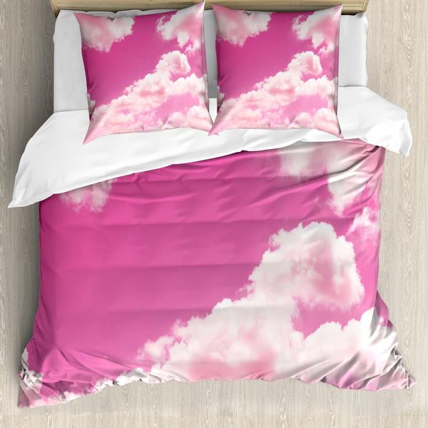 Abakuhaus Copripiumino Corallo, Rosa Tramonto Nuvole, Antiacaro, Adatto A Chi Soffre Di Allergie, Con Federe, 155 Cm X 220 Cm - 80 X 80 Cm, Rosa Corallo Chiaro-image