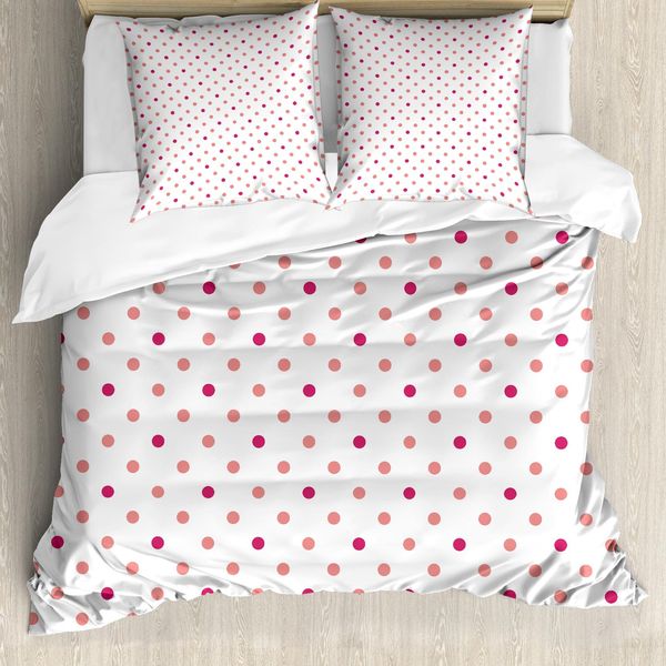 Abakuhaus Copripiumino Coral, Classical Soft-Tupfen, Antiacaro, Adatto A Chi Soffre Di Allergie, Con Federe, 200 Cm X 200 Cm - 80 X 80 Cm, Rosa Corallo Bianco-image