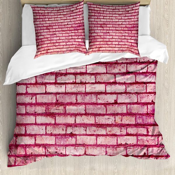 Abakuhaus Copripiumino Corallo, Facciata In Mattoni Antichi, Antiacaro, Adatto A Chi Soffre Di Allergie, Con Federe, 200 Cm X 200 Cm - 80 X 80 Cm, Rosa Magenta-image