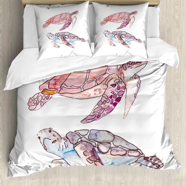 Abakuhaus Copripiumino Tartaruga, Acquerello Morbido, Antiacaro, Adatto A Chi Soffre Di Allergie, Con Federe, 155 Cm X 220 Cm - 80 X 80 Cm, Rosa Fucsia-image