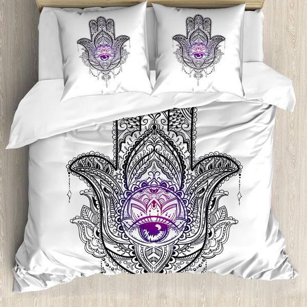 Abakuhaus Set Copripiumino Evil Eye Per Letti Matrimoniali, Simbolo Spirituale Artistico, Antiacaro, Adatto A Chi Soffre Di Allergie, Con Federe, Oro Rosa-image