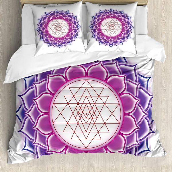 Abakuhaus Set Copripiumino Per Letti Matrimoniali, Mistico Mandala Yantra, Antiacaro, Adatto A Chi Soffre Di Allergie, Con Federe, Multicolore-image