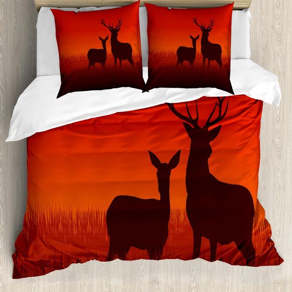 Abakuhaus Copripiumino Jagd, Deer Doe Herbst, Antiacaro, Adatto A Chi Soffre Di Allergie, Con Federe, 200 Cm X 200 Cm - 80 X 80 Cm, Multicolore-image
