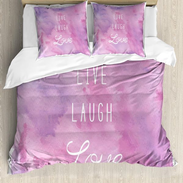 Abakuhaus Vivi, Ridi, Ama Copripiumino, Dreamy Positive, Antiacaro, Adatto A Chi Soffre Di Allergie, Con Federe, 200 Cm X 200 Cm - 80 X 80 Cm, Rosa Pallido Lavanda Bianco-image