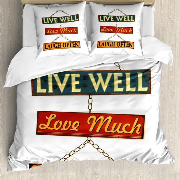 Abakuhaus Vivi, Ridi, Ama Set Copripiumino Per Letti Matrimoniali, Segni Arrugginiti, Antiacaro, Adatto A Chi Soffre Di Allergie, Con Federe, Multicolore-image