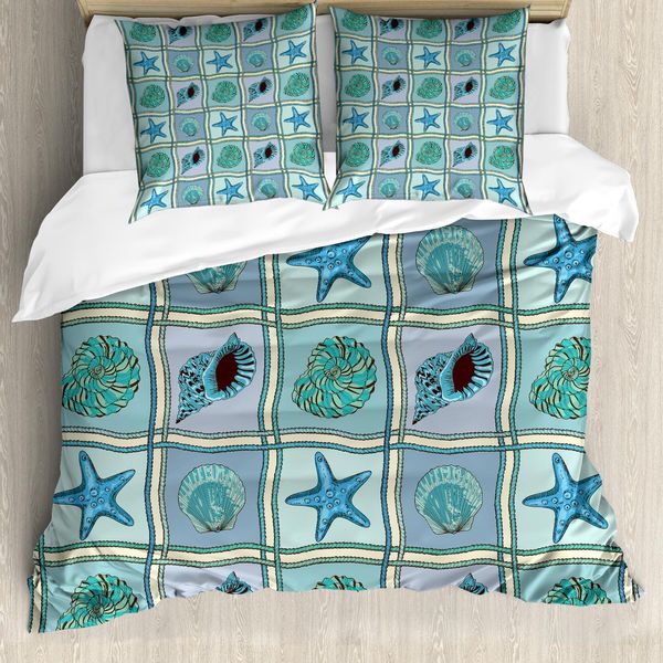 Abakuhaus Copripiumino Seestern, Motivo Marinaro, Antiacaro, Adatto A Chi Soffre Di Allergie, Con Federe, 200 Cm X 200 Cm - 80 X 80 Cm, Multicolore-image