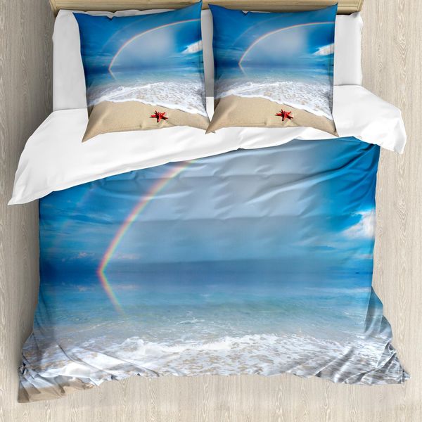 Abakuhaus Copripiumino Seestern, Rainbow Ocean, Antiacaro, Adatto A Chi Soffre Di Allergie, Con Federe, 155 Cm X 220 Cm - 80 X 80 Cm, Multicolore-image