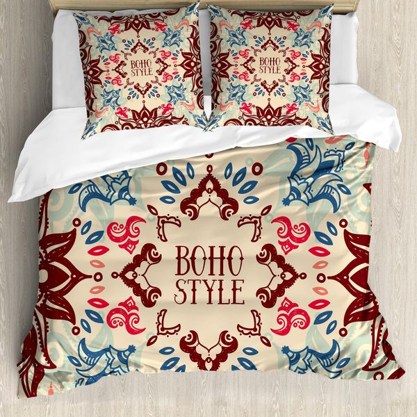 Abakuhaus Copripiuma Con Motivi Floreali, Ricchi Motivi Floreali Etnici, Antiacaro, Adatto A Chi Soffre Di Allergie, Con Federe, 155 Cm X 220 Cm - 80 X 80 Cm, Marrone, Beige, Viola, Blu-image