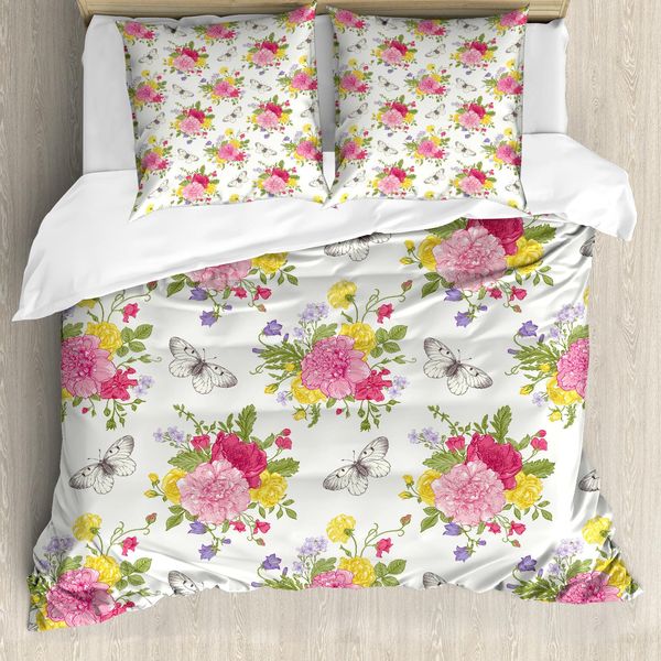 Abakuhaus Copripiumino Shabby Flora, Giardino Botanico, Antiacaro, Adatto A Chi Soffre Di Allergie, Con Federe, 155 Cm X 220 Cm - 80 X 80 Cm, Multicolore-image