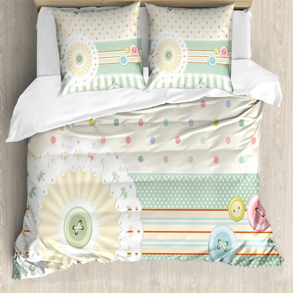 Abakuhaus Copripiumino Shabby Flora, Motivo Cucito, Antiacaro, Adatto A Chi Soffre Di Allergie, Con Federe, 200 Cm X 200 Cm - 80 X 80 Cm, Multicolore-image