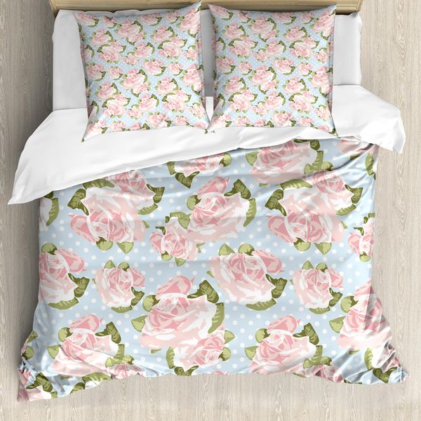 Abakuhaus Set Copripiumino Shabby Chic Per Letti Matrimoniali, Stile Vittoriano Antico, Antiacaro, Adatto A Chi Soffre Di Allergie, Con Federe, Multicolore-image